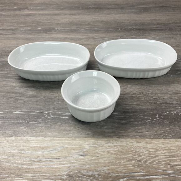Corning Ware Oval Individual White Casserole Dish No Lids - Set of 3 - Picture 1 of 11